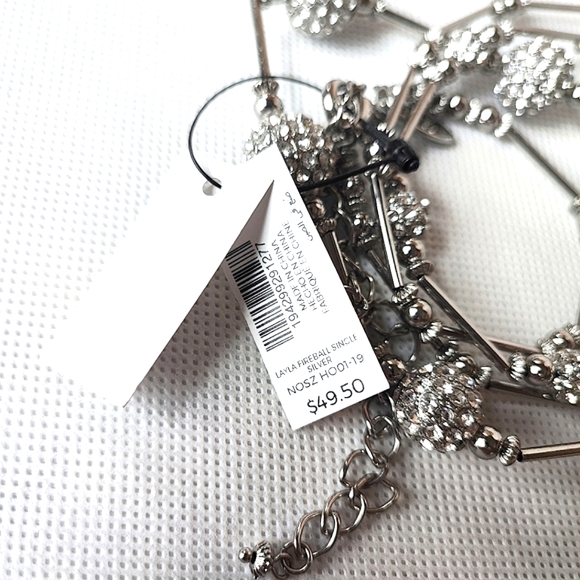 Layla Fireball Disco Ball Rhinestone Chrome Silver Tone Chico's Brand Necklace - Picture 8 of 8